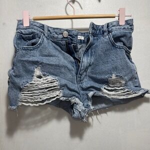 PacSun Denim Cut Off Ripped Shorts Light Wash Blue Womens Size